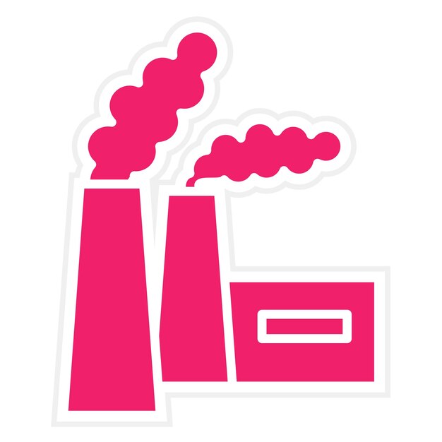 Diseño vectorial del estilo del icono de contaminación de la chimenea