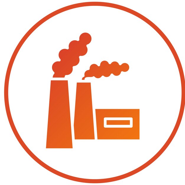 Diseño vectorial del estilo del icono de contaminación de la chimenea