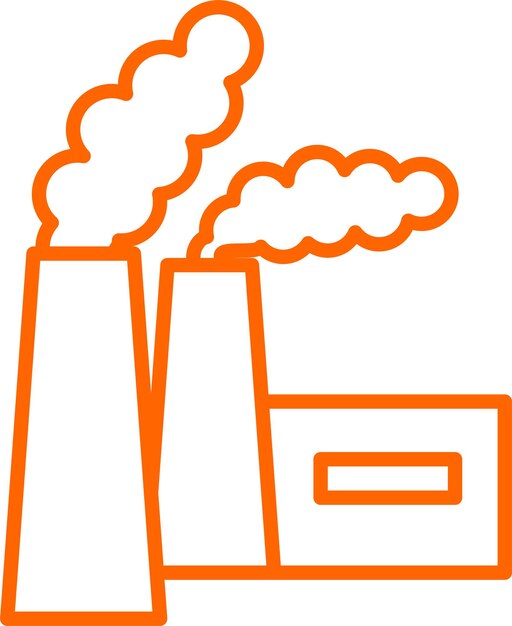Diseño vectorial del estilo del icono de contaminación de la chimenea