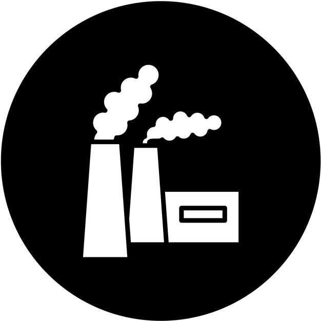 Diseño vectorial del estilo del icono de contaminación de la chimenea