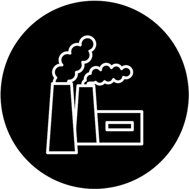 Diseño vectorial del estilo del icono de contaminación de la chimenea