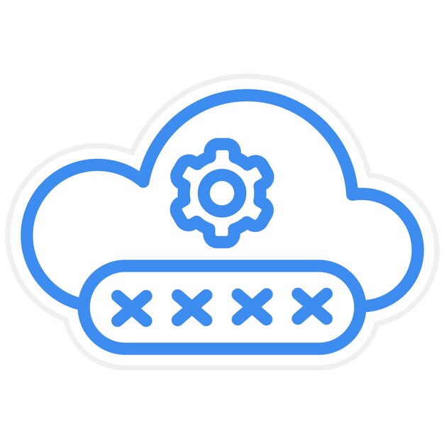Diseño vectorial Estilo del icono de la contraseña de la nube