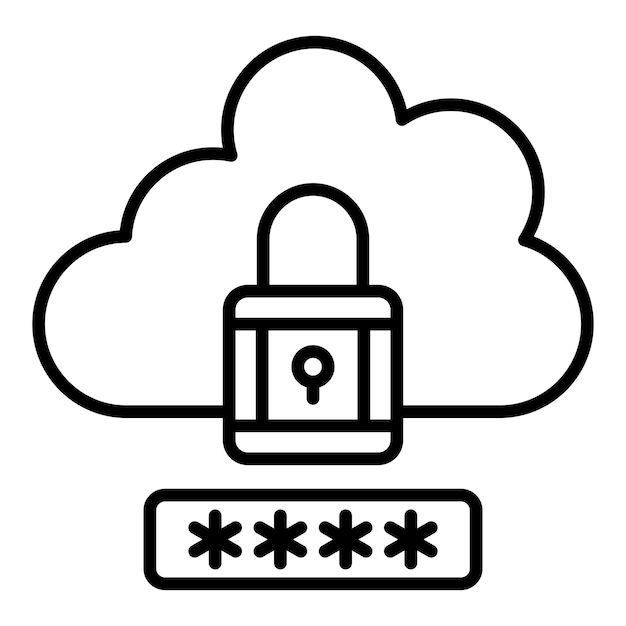 Diseño vectorial Estilo del icono de la contraseña de la nube