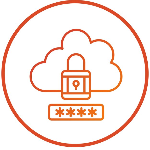 Diseño vectorial Estilo del icono de la contraseña de la nube