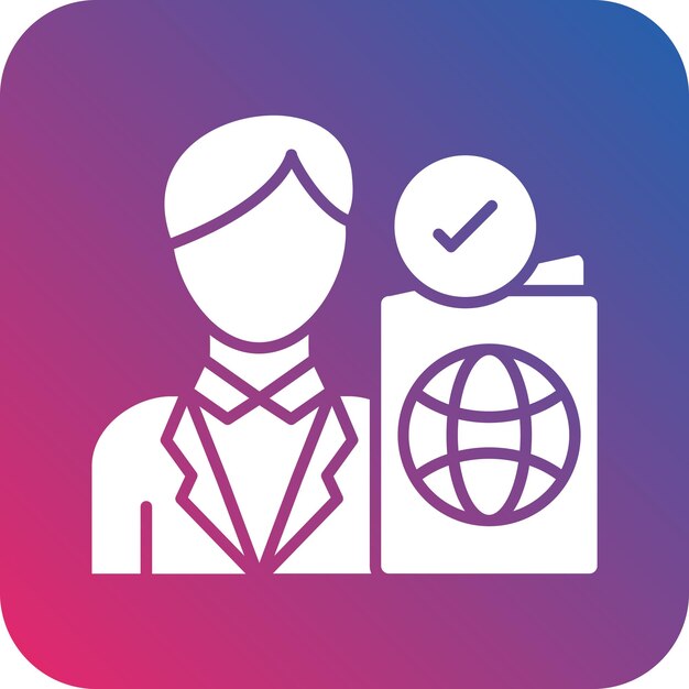 Diseño vectorial Estilo del icono de control de pasaporte