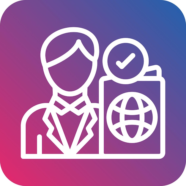 Diseño vectorial Estilo del icono de control de pasaporte