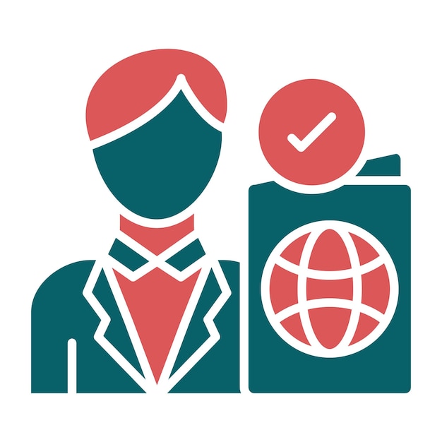 Diseño vectorial Estilo del icono de control de pasaporte