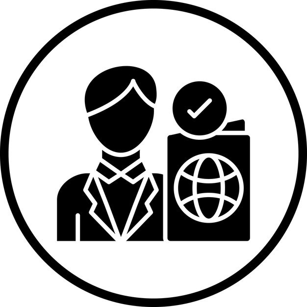 Diseño vectorial Estilo del icono de control de pasaporte