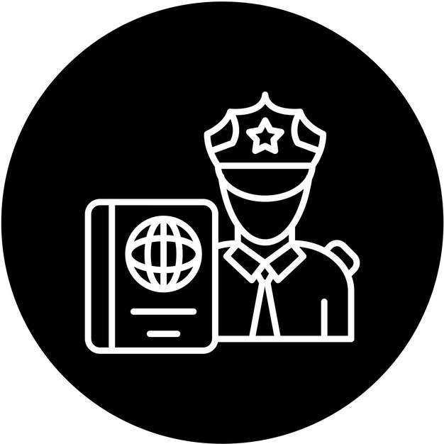 Vector diseño vectorial estilo del icono de control de pasaporte