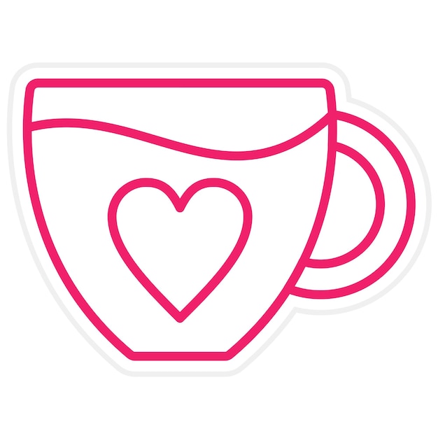 Diseño vectorial del estilo del icono del corazón del café