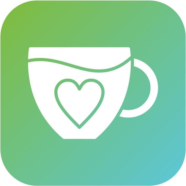 Diseño vectorial del estilo del icono del corazón del café