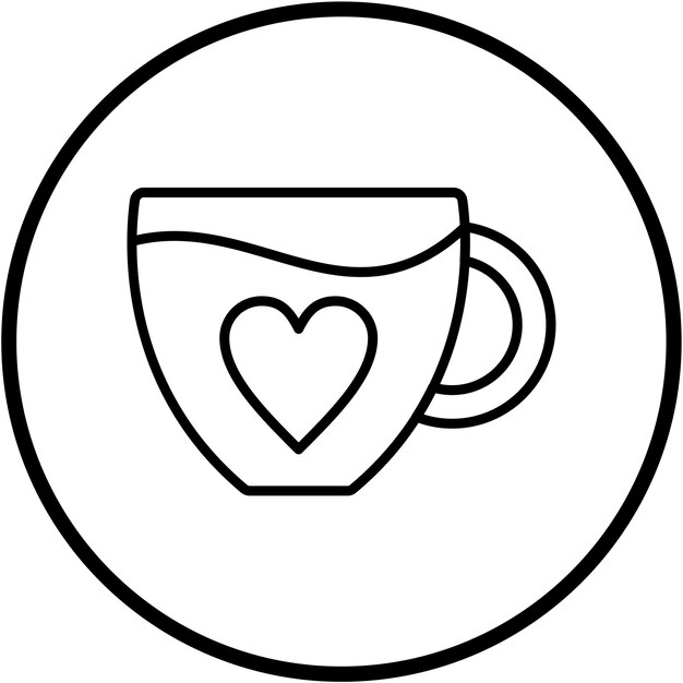 Diseño vectorial del estilo del icono del corazón del café