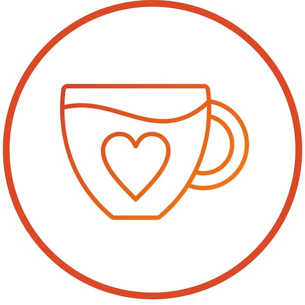 Diseño vectorial del estilo del icono del corazón del café