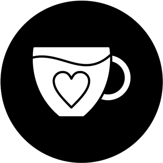 Diseño vectorial del estilo del icono del corazón del café