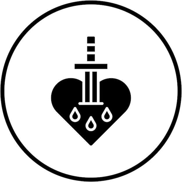 Diseño vectorial Estilo del icono del corazón sangrante