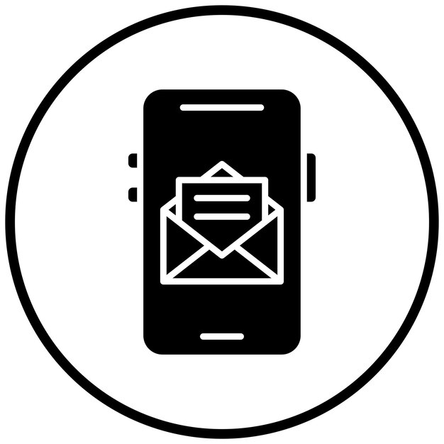 Diseño vectorial del estilo del icono de correo móvil