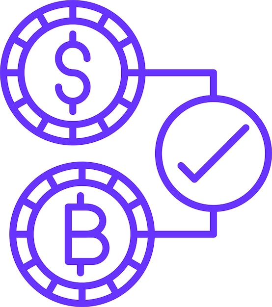 Diseño vectorial Estilo de icono de criptomoneda aceptado
