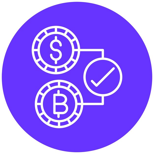 Diseño vectorial Estilo de icono de criptomoneda aceptado