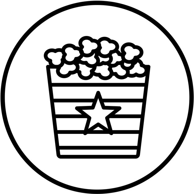 Diseño vectorial del estilo del icono del cubo de palomitas de maíz