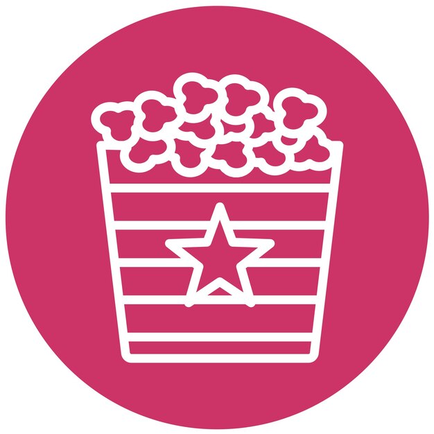 Diseño vectorial del estilo del icono del cubo de palomitas de maíz
