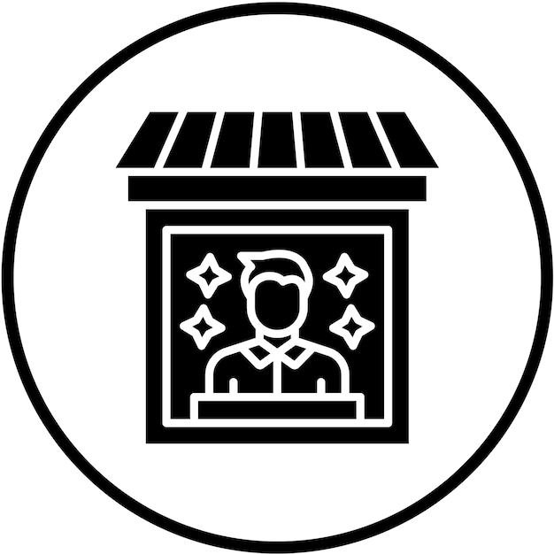 Diseño vectorial en el estilo del icono de demostración de la tienda