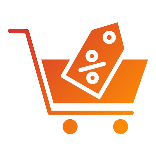 Diseño vectorial Estilo del icono de descuento del carrito