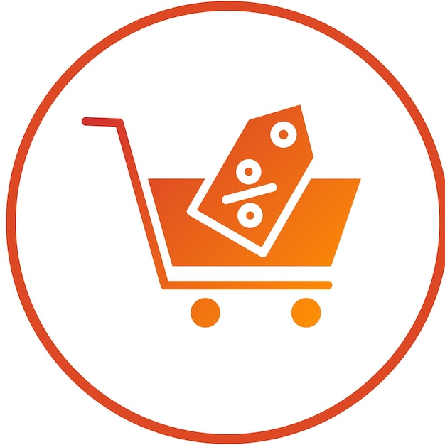 Diseño vectorial Estilo del icono de descuento del carrito