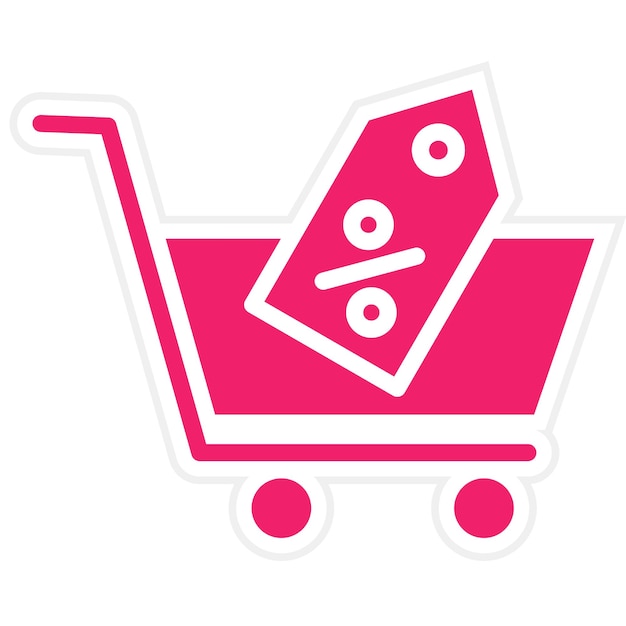 Diseño vectorial Estilo de icono de descuento del carrito