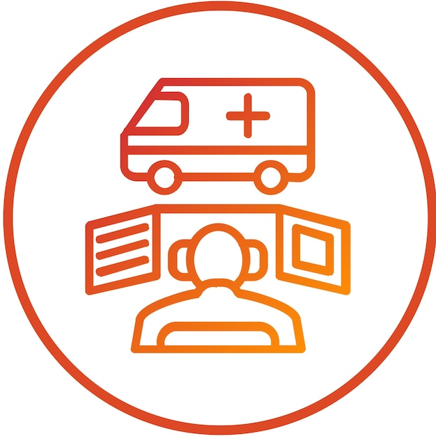 Diseño vectorial del estilo del icono del despachador de ambulancias