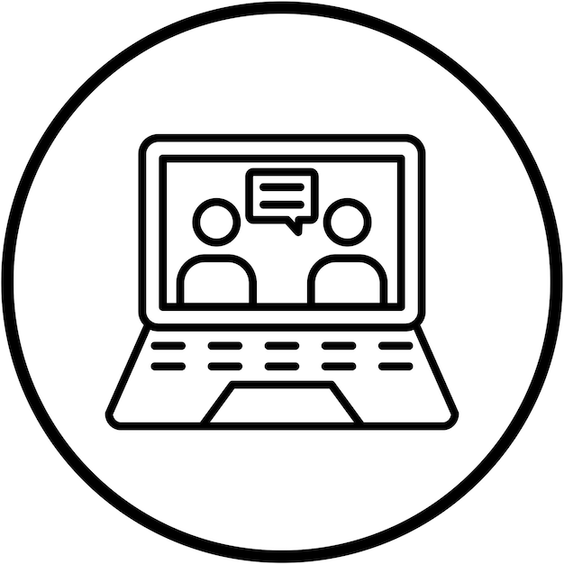 Diseño vectorial del estilo del icono de discusión de videoconferencia