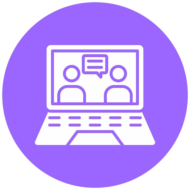 Diseño vectorial del estilo del icono de discusión de videoconferencia