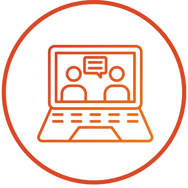 Diseño vectorial del estilo del icono de discusión de videoconferencia