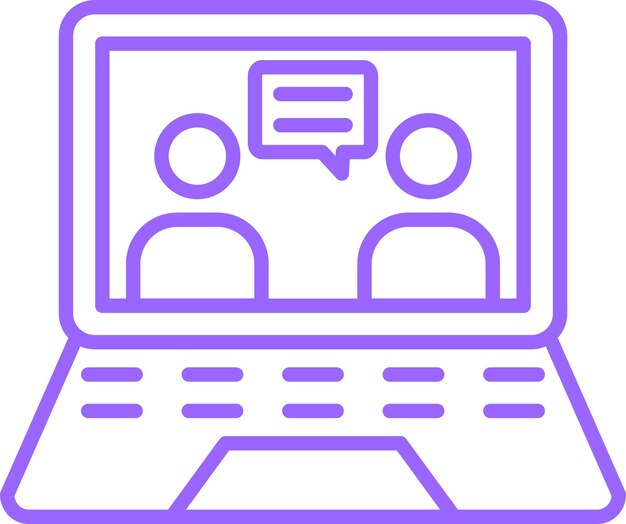 Diseño vectorial del estilo del icono de discusión de videoconferencia