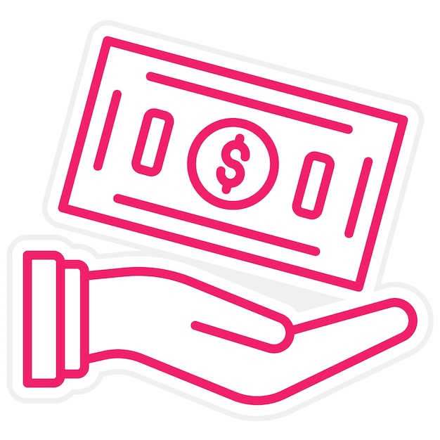 Diseño vectorial Estilo del icono de donación en efectivo