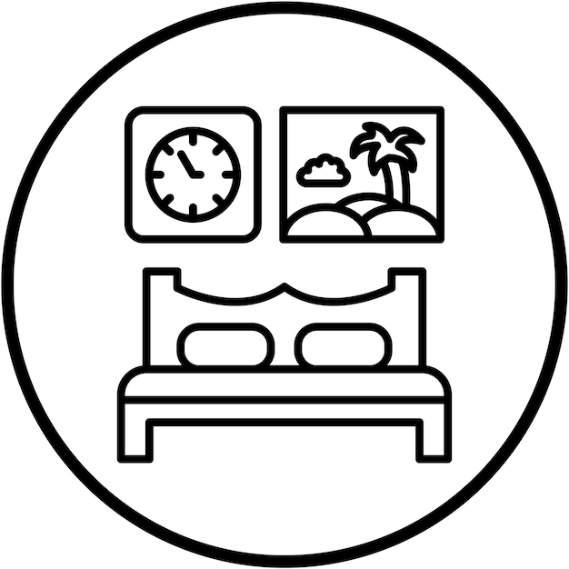 Diseño vectorial de estilo de icono de dormitorio