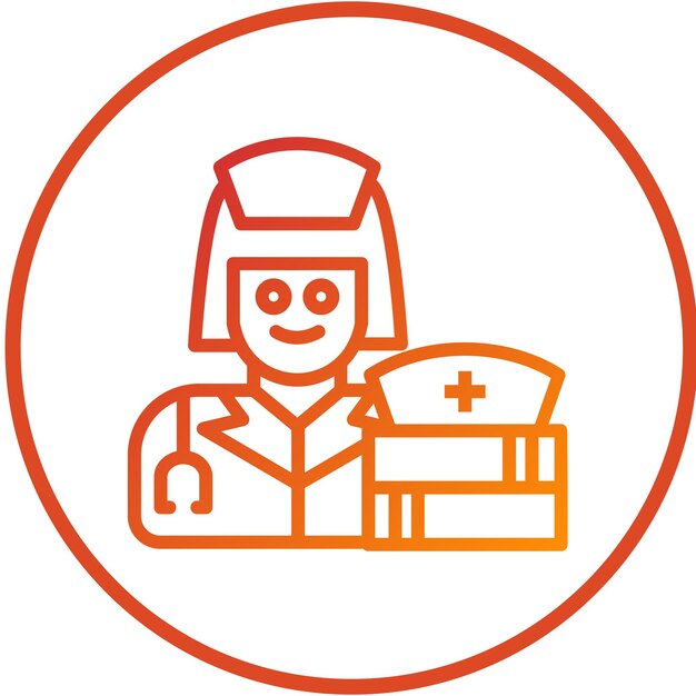Diseño vectorial Estilo de icono de educación de enfermería
