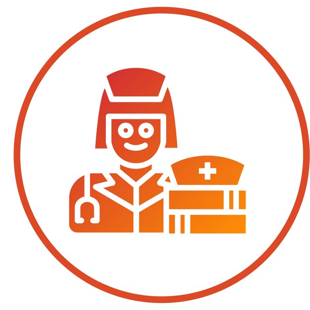 Diseño vectorial Estilo de icono de educación de enfermería