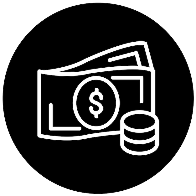 Diseño vectorial Estilo del icono de efectivo