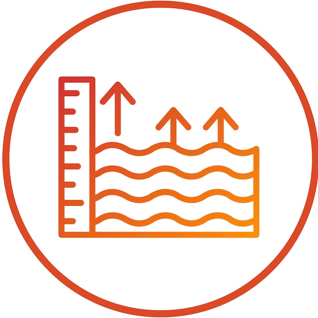 Diseño vectorial Estilo del icono de elevación del nivel del mar