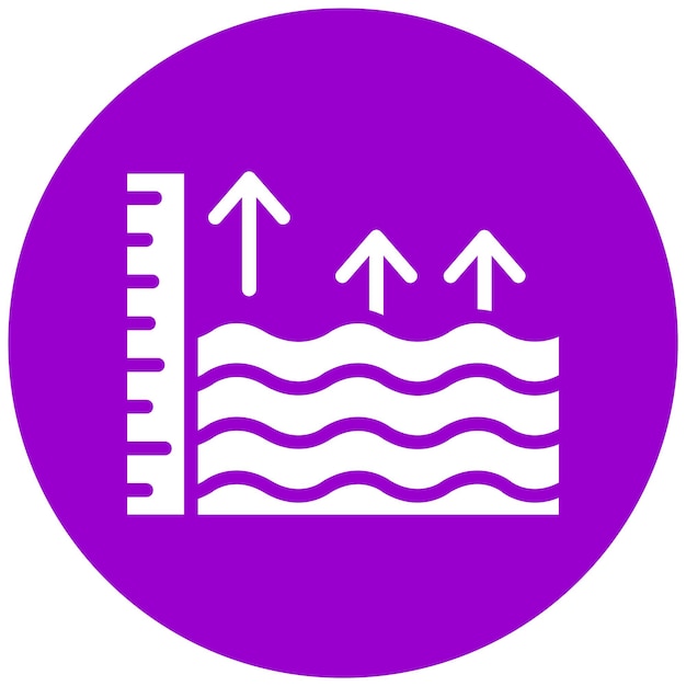 Diseño vectorial Estilo del icono de elevación del nivel del mar