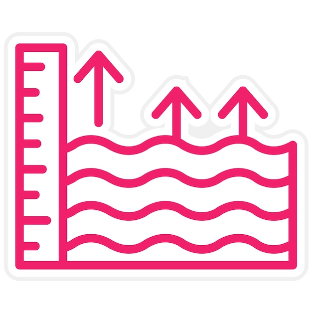 Diseño vectorial Estilo del icono de elevación del nivel del mar