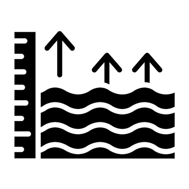 Diseño vectorial Estilo del icono de elevación del nivel del mar