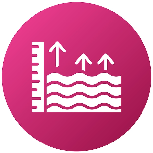 Diseño vectorial Estilo del icono de elevación del nivel del mar