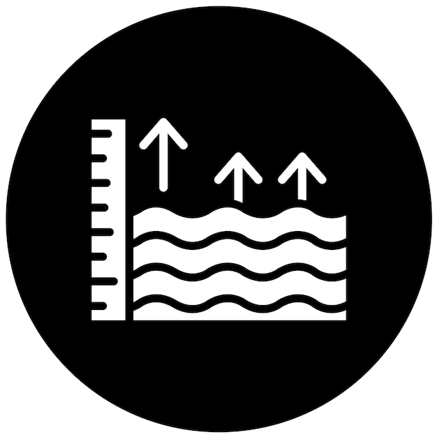 Diseño vectorial Estilo del icono de elevación del nivel del mar