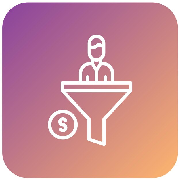 Diseño vectorial Estilo del icono del embudo de ventas