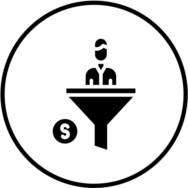 Diseño vectorial Estilo del icono del embudo de ventas