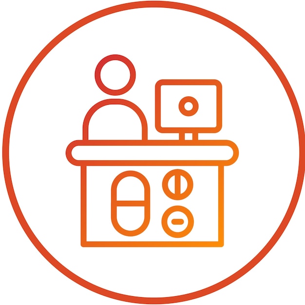 Diseño vectorial Estilo del icono de la encimera de la farmacia