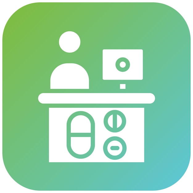 Diseño vectorial Estilo del icono de la encimera de la farmacia