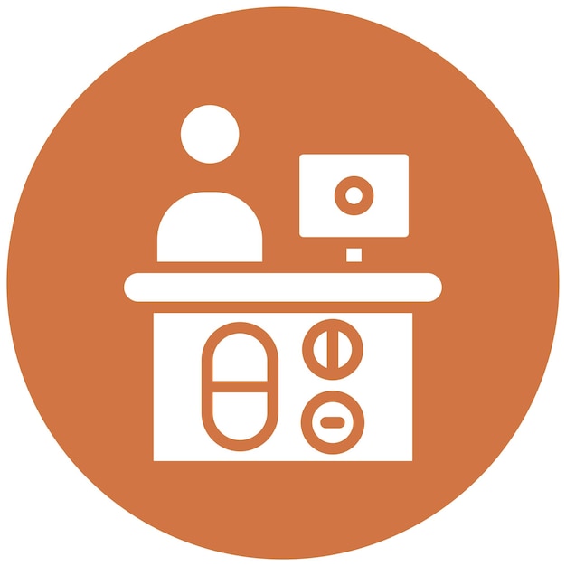 Diseño vectorial Estilo del icono de la encimera de la farmacia