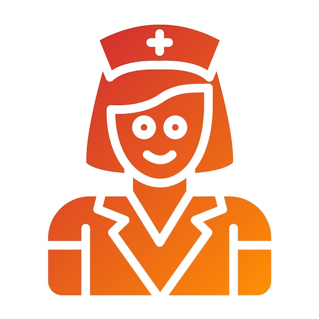 Diseño vectorial en el estilo del icono de la enfermera en el hogar